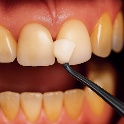 ダイレクトボンディングでレジンを歯に直接貼付ける治療法のイメージ